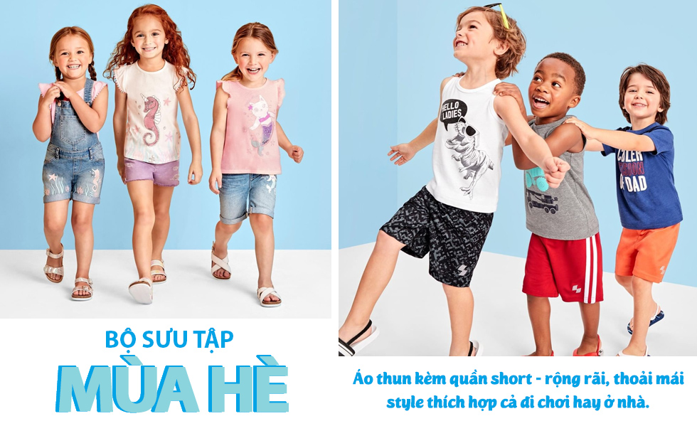 quần áo mùa hè cho bé trai, bé gái chính hãng