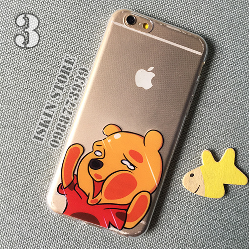 Ốp Lưng Iphone 5, 5s, 6, 6 Plus Trong In Hình Gấu Pooh Dễ Thương