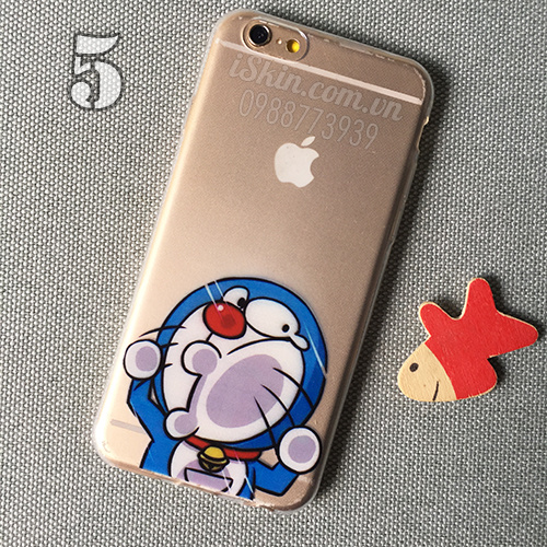 Ốp Lưng Iphone 5, 5s, 6, 6 Plus Trong In Hình Doraemon Doremon Chu Mỏ Dễ Thương