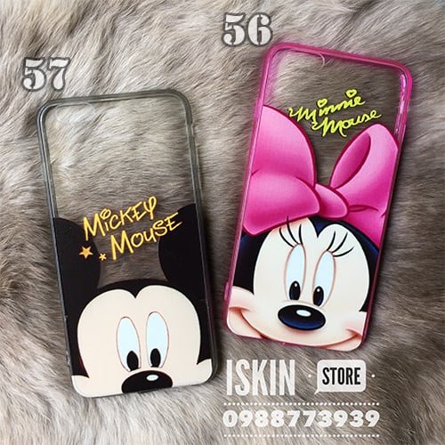 Ốp Lưng Iphone 5, 5s, 6, 6 Plus Trong In Hình Mickey Minnie Dễ Thương