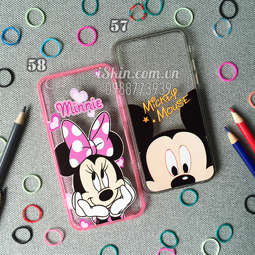 Ốp Lưng Iphone 5, 5s, 6, 6 Plus Trong In Hình Minnie Mickey Dễ Thương
