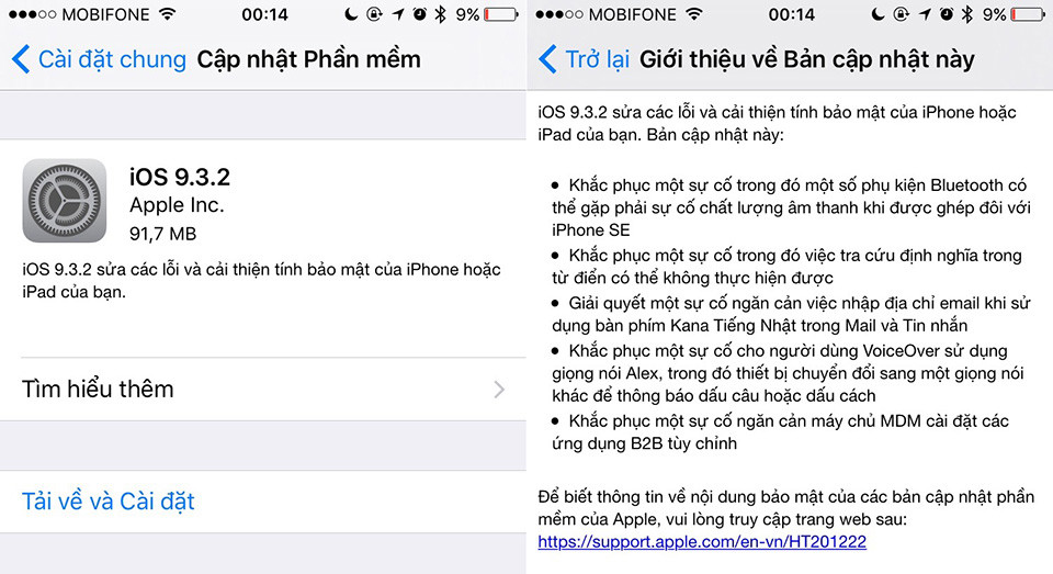 Đã có thể cập nhật lên IOS 9.3.2 cho iPhone