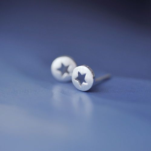  Bông tai bạc Star in Circle 