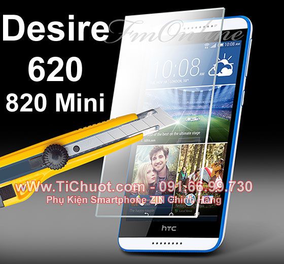 Kính Cường Lực HTC Desire 620, 820 Mini (9H-0.26mm)