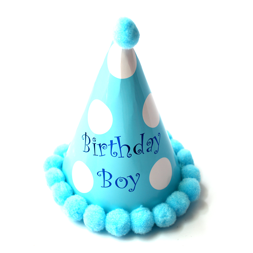 Nón sinh nhật chấm bi xanh cho bé trai cao cấp – Party Vui