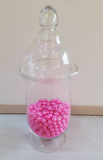 Bình thủy tinh + hột bẹt ( trắng / hồng ) - Tall glass jar with pearl beads (pink/white)