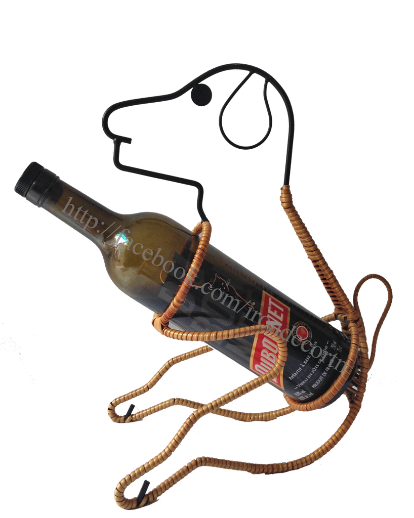 kệ rượu sắt mỹ thuật chú chó ôm rượu