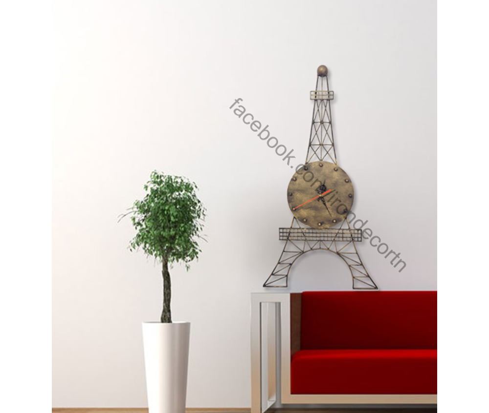 tranh đồng hồ hình tháp eiffel sắt mỹ thuật lãng mạn