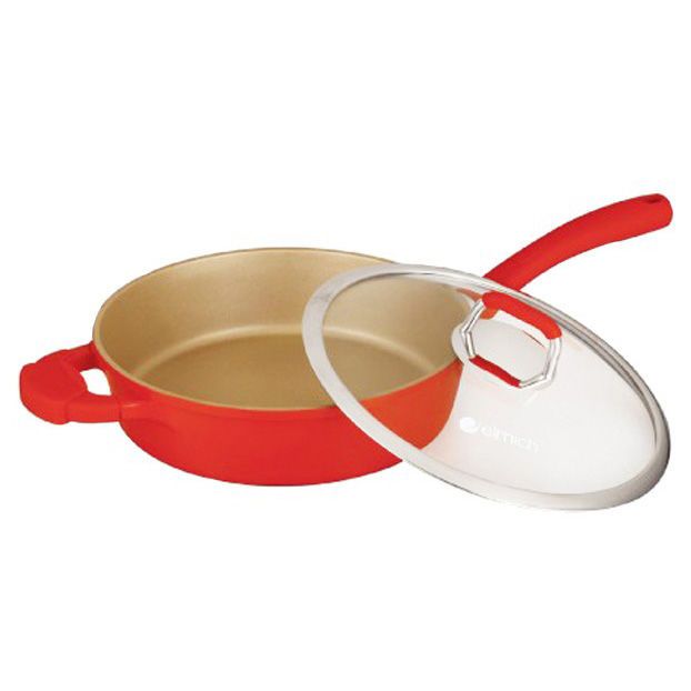  ELMICH - Chảo sâu lòng có vung Red Angel tráng sứ đáy từ 28cm - 2354332 
