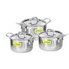  Happycook -  Bộ nồi inox Elegan 1 đáy-8yam - Nắp: Inox - Quai và núm: inox quai cọng  - EL-06SRY 