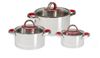  Happycook - Bộ nồi Inox ARIES- 6 pcs - Đáy 3 lớp, nắp: Kính cường lực - HC06AR 