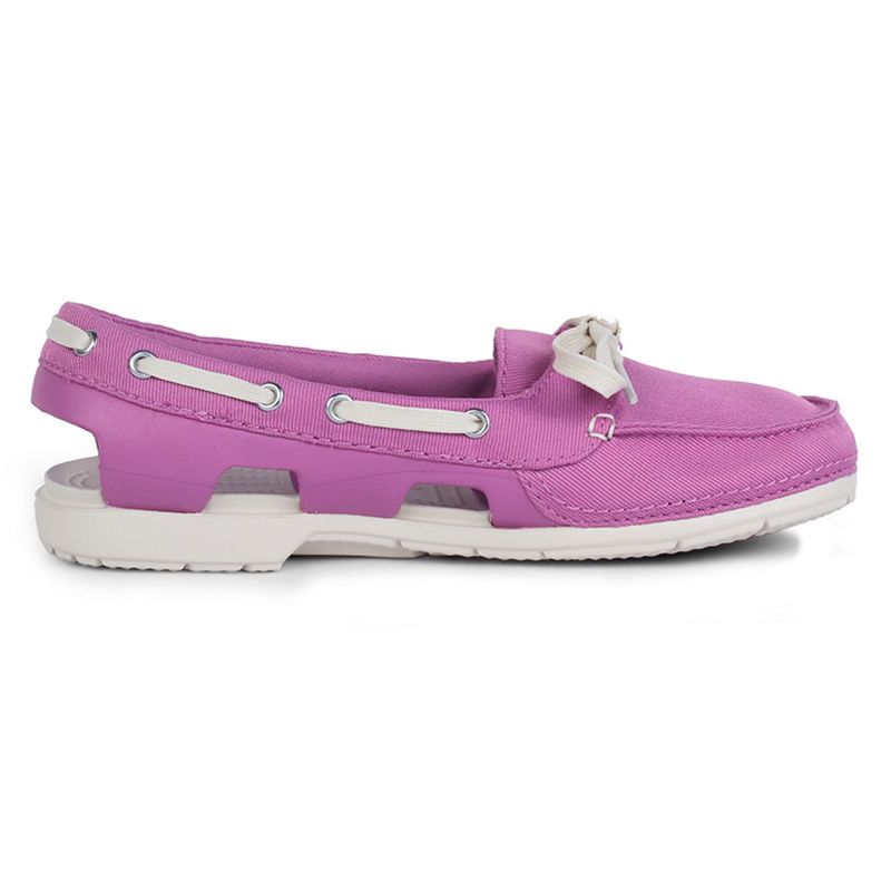  Crocs - Giày Lười Nữ Beach Line Hybrid Boat Wild Orchid/Stucco (Tím) 