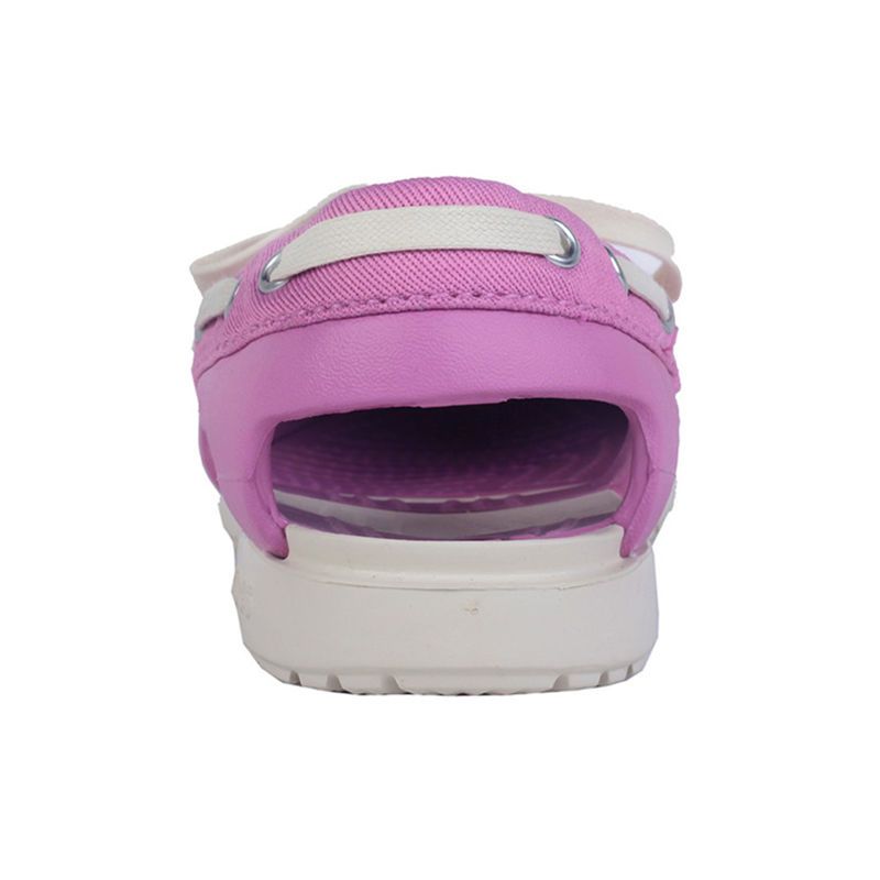  Crocs - Giày Lười Nữ Beach Line Hybrid Boat Wild Orchid/Stucco (Tím) 
