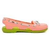  Crocs - Giày Lười Nữ Beach Line Boat 14261-6LO (Hồng-Xanh Chuối-Trắng) 