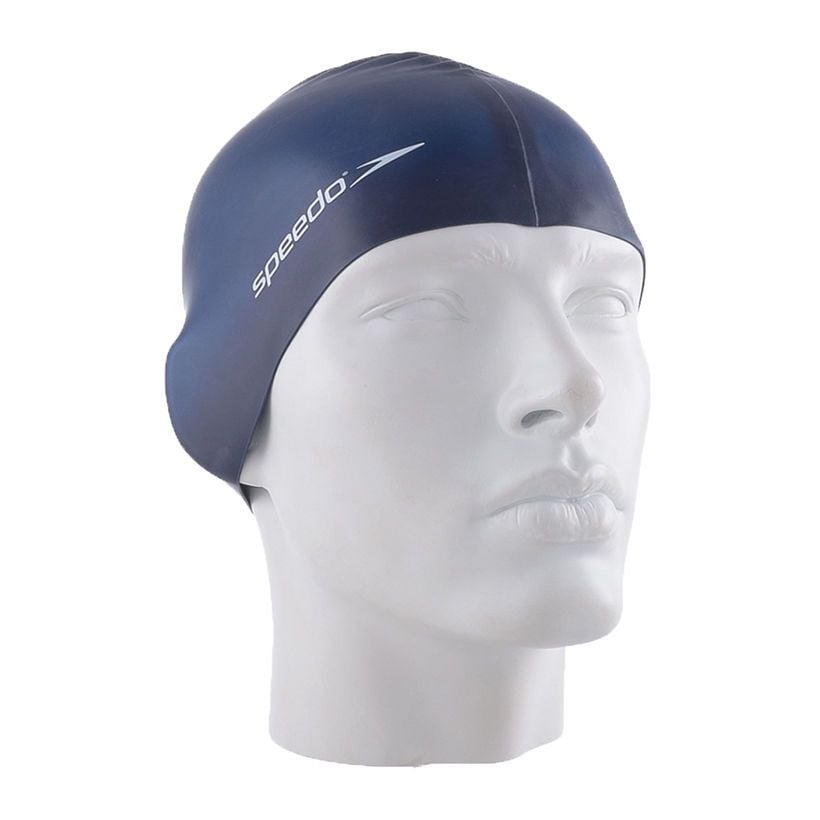  Speedo - Nón Bơi Người Lớn Plain Flat Silicone (Xanh Navy) Chống Thấm Nước 