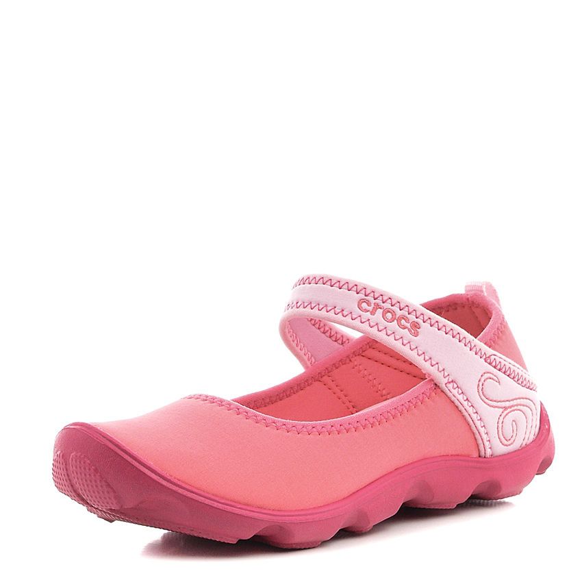  Crocs - Giày xăng đan trẻ em Unisex Duet Busy Day Mary Jane GS Coral Ballerina Pink 15352-6GT (Hồng) 