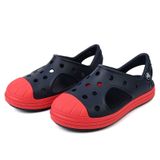  Crocs - Giày xăng đan trẻ em Unisex Bump It Sandal K Navy Flame 202610-4BA (Đen đỏ) 