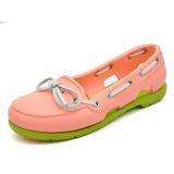  Crocs - Giày Lười Nữ Beach Line Boat 14261-6LO (Hồng-Xanh Chuối-Trắng) 