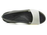  Crocs - Giày Búp Bê Nữ ColorBlock Translucent Flat 200032-05T (Đen-Trắng) 