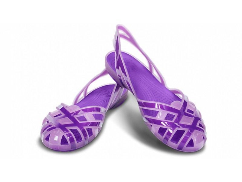  Crocs - Huarache slingback flat girl J IRIS/Neon Purple Bé Gái 