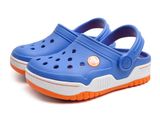  Crocs - Front Court Giày Lười Clog Kids Sea Blue/Orange Bé Trai 