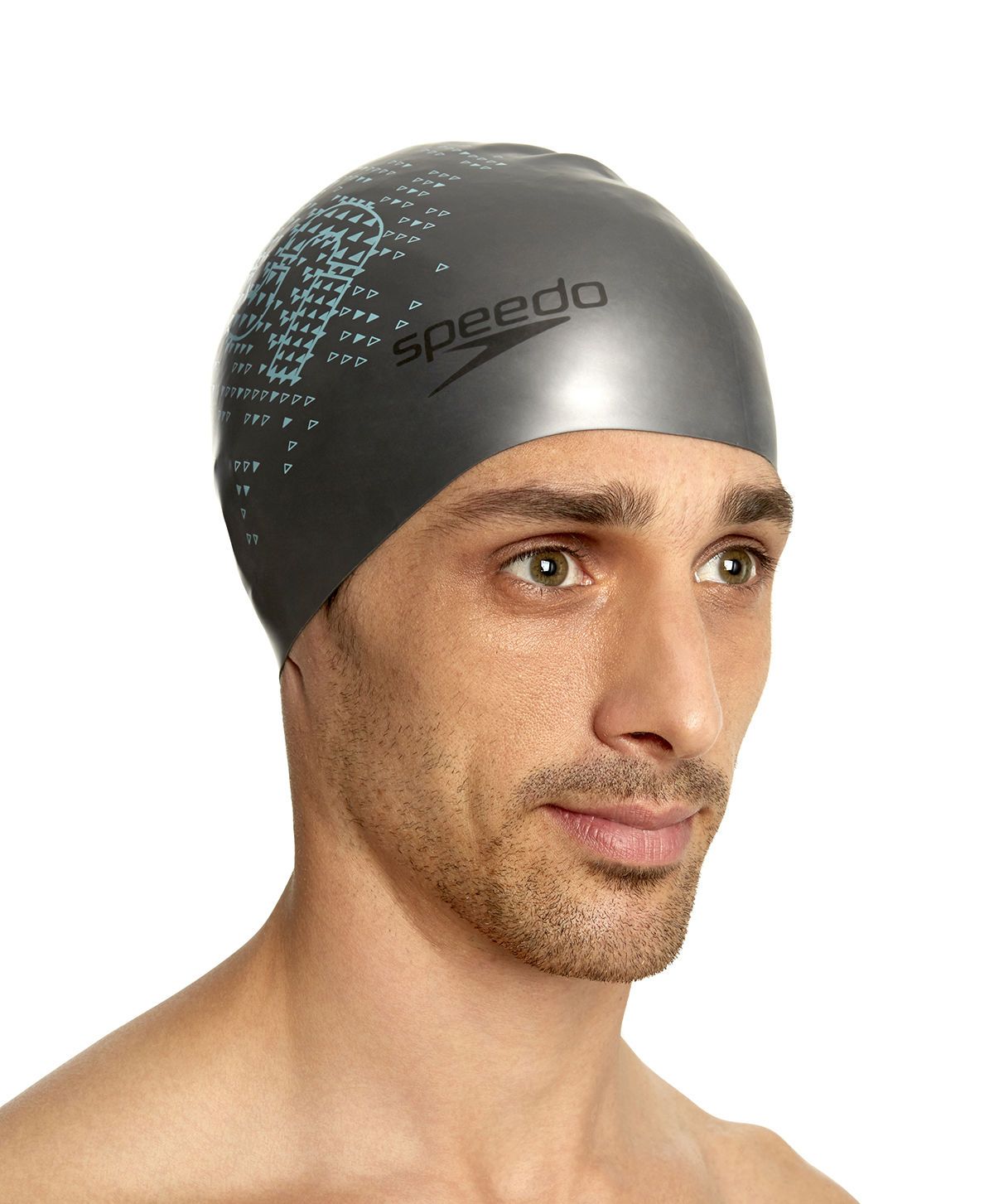 Speedo - Nón Bơi Người Lớn Reversible Monogram Silicone (Xám) Chống Thấm Nước 