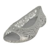 Crocs - Giày búp bê bé gái Isabella Glitter Flat GS Silver 202603-040 (Bạc) 