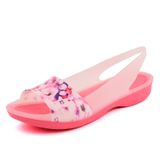 Crocs - Giày xăng đan nữ ColorBlock Soft Floral Flat W Coral 203228-689 (Hồng) 