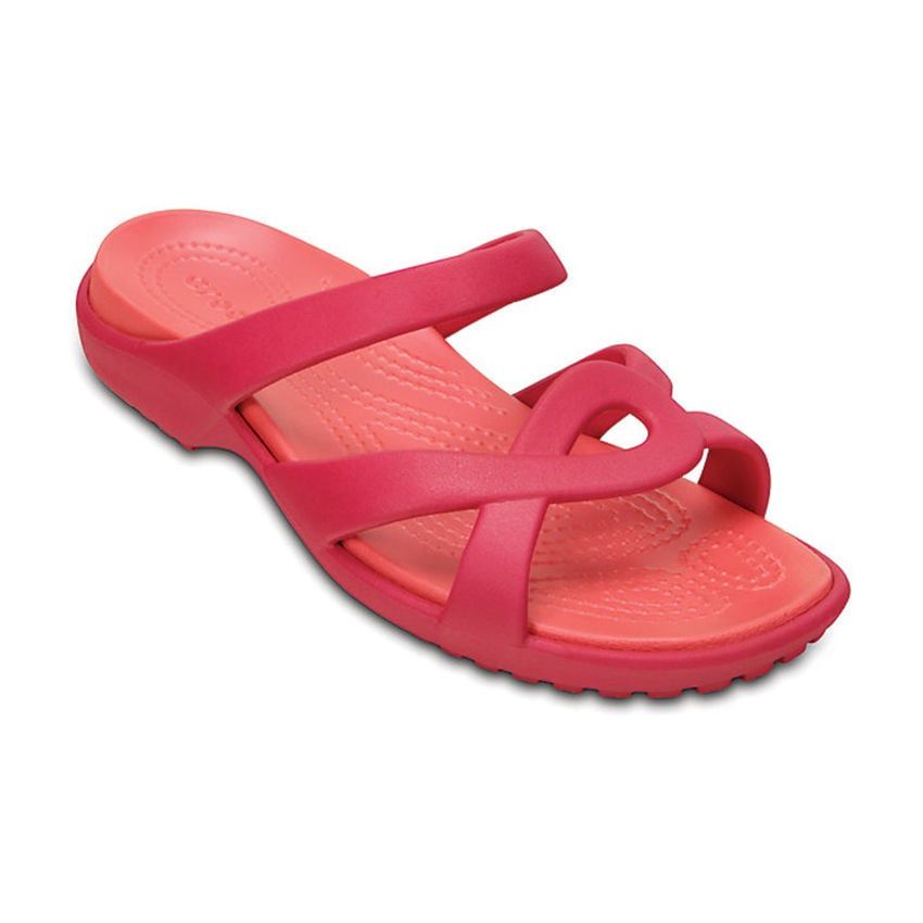  Crocs - Giày xăng đan nữ Meleen Twist Sandal Raspberry Coral 202497-6MP (Đỏ) 