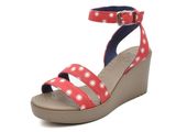  Crocs - Leigh Graphic Guốc Wedge Red/White Nữ 