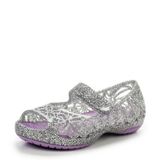  Crocs - Giày búp bê bé gái Isabella Glitter Flat PS Silver Iris 202602-0R2 (Tím bạc) 