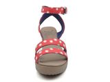  Crocs - Leigh Graphic Guốc Wedge Red/White Nữ 