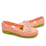  Crocs - Giày Lười Nữ Beach Line Boat 14261-6LO (Hồng-Xanh Chuối-Trắng) 