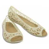  Crocs - Giày búp bê nữ Isabella Jelly Flat W Oyster 203285-159 (Xám trắng) 