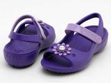 Crocs - Keeley Mini Guốc Wedge Girls PS Neon Purple/Iris Bé Gái 
