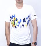  Nike - Áo Thun Thể Thao Nam DRI - FIT Phối Hình (Trắng Phối Họa Tiết Xanh Và Cam) 