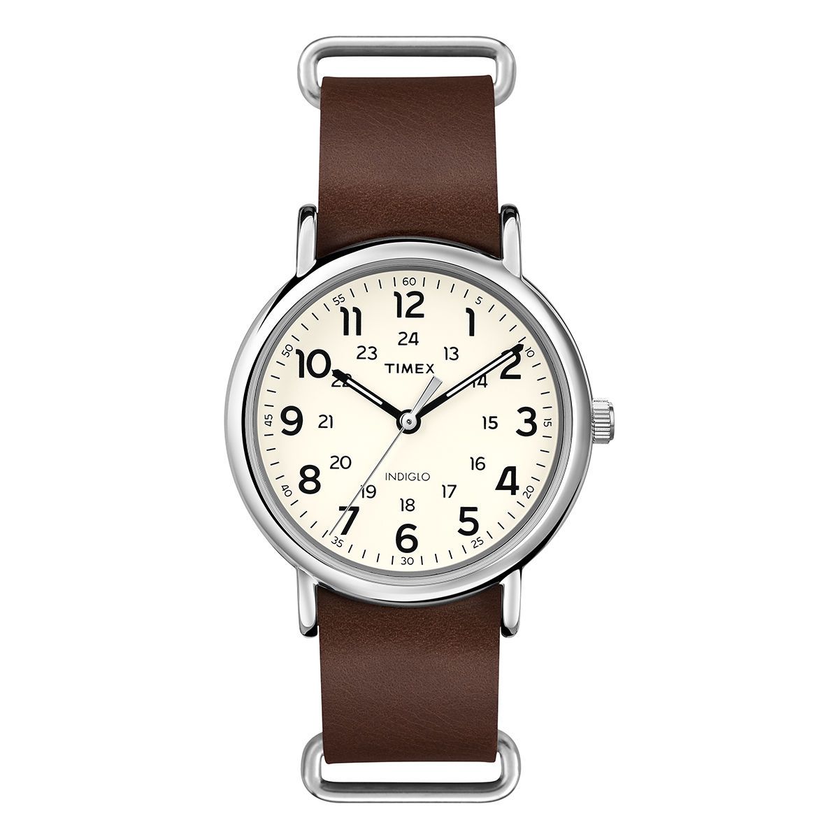  Timex - Đồng Hồ Thời Trang Nam Dây Da Weekender Analog (Nâu Sậm) 