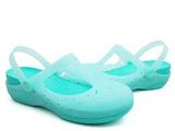  Crocs - Giày Lười Nữ Carlie Mary Janes Flower 200612-4H2 (Xanh Ngọc) 