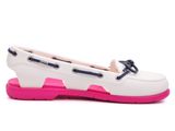  Crocs - Beach Line Boat Giày Lười Women White/Candy Pink Nữ 