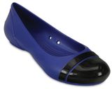  Crocs - Cap Toe Giày Búp Bê Flat Cerulean Blue/Black Nữ 