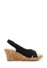 Crocs - A-leigh Linen Cork Wrap Guốc Wedge Black/Gold Nữ
