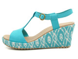  Crocs - A-leigh Ikat Guốc Wedge W TURQUOISE/GOLD Nữ 