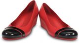  Crocs - Cap Toe Giày Búp Bê Flat Dark Red/Black Nữ 
