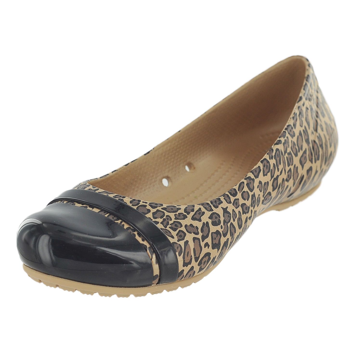  Crocs - Cap Toe Graphic Giày Búp Bê Flat Black/Gold Nữ 