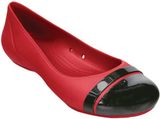  Crocs - Cap Toe Giày Búp Bê Flat Dark Red/Black Nữ 