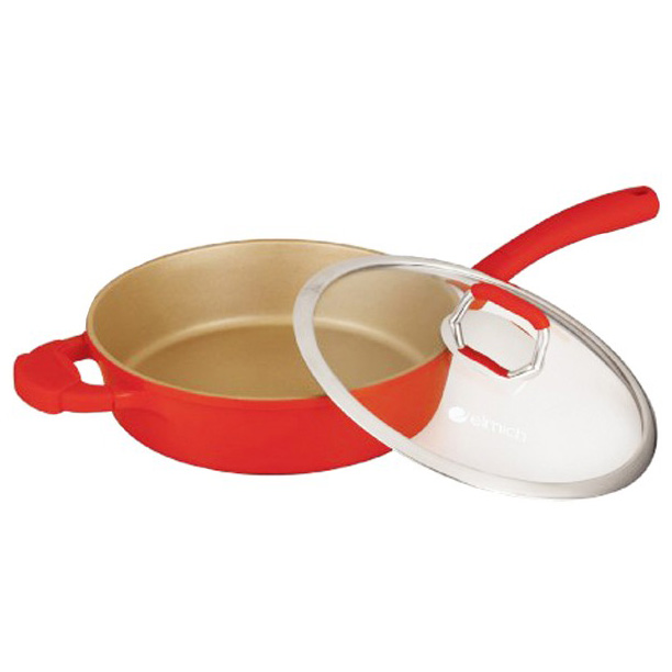 Elmich - Chảo sâu lòng có vung ELMICH Red Angel tráng sứ đáy từ 26cm - 2354331