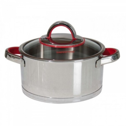 Happycook - Nồi inox cao cấp ARIES 16cm -  Đáy: 3 lớp - Nắp: Kính cường lực - HC-16AR