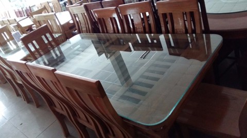 Bộ bàn ăn sồi 2 lớp 1.8M (sơn đỏ)