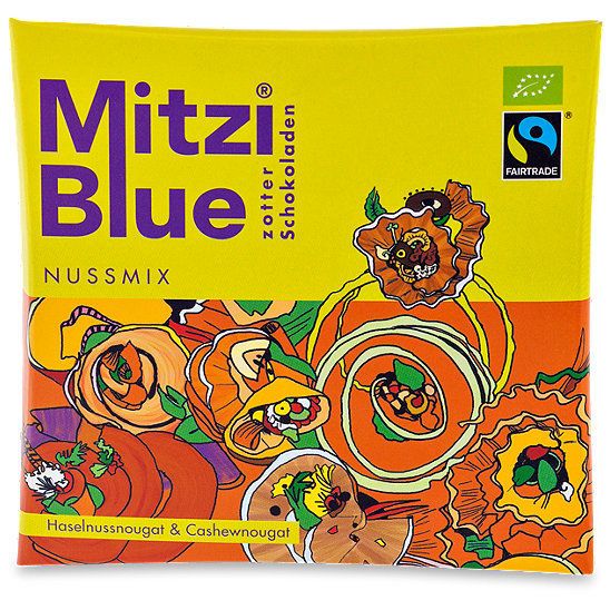  zotter Mitzi Blue Nussmix Schokolade Haselnussnougat & Cashew 