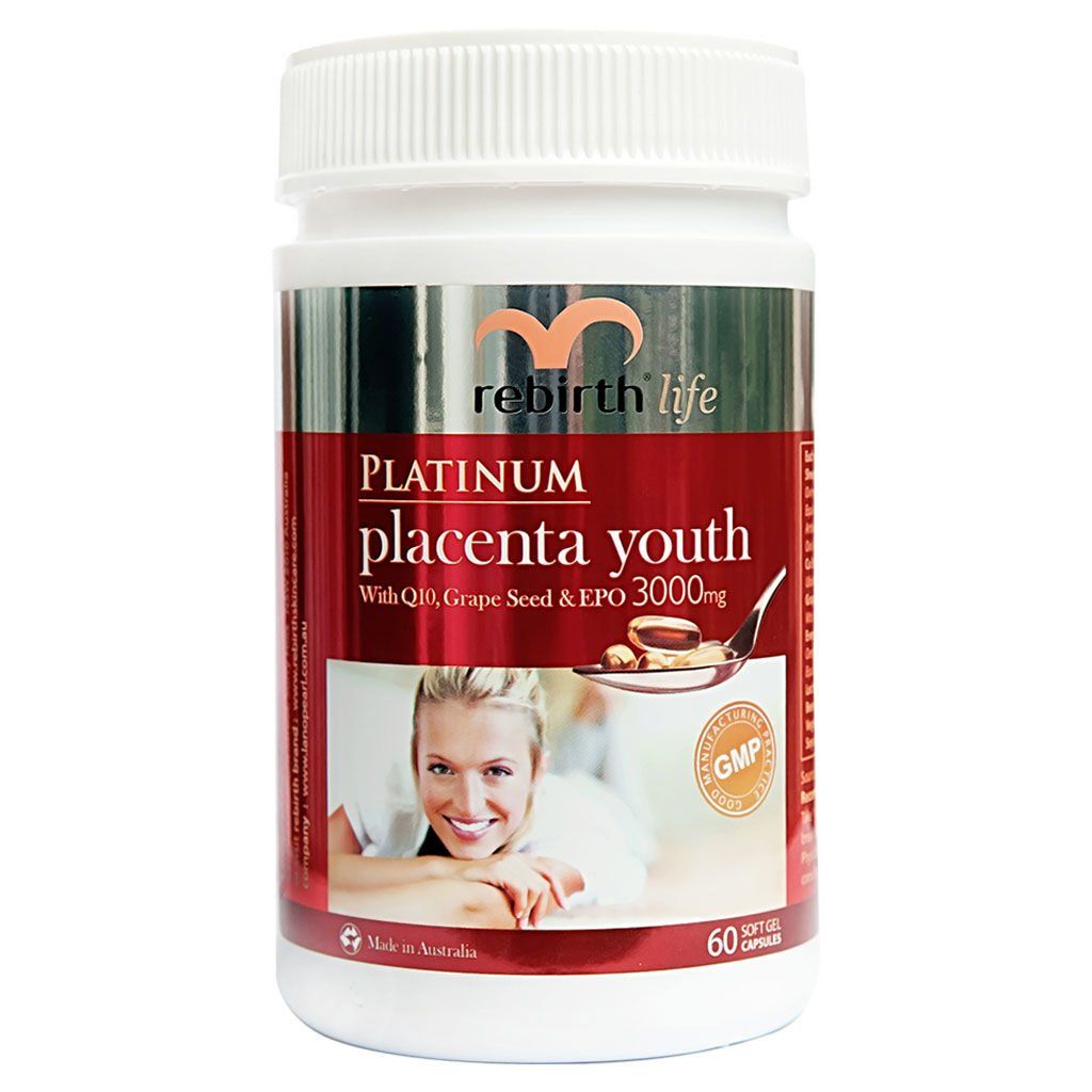  Viên uống nhau cừu trẻ hoá từ bên trong Rebirth Life Platinum Placenta Youth 